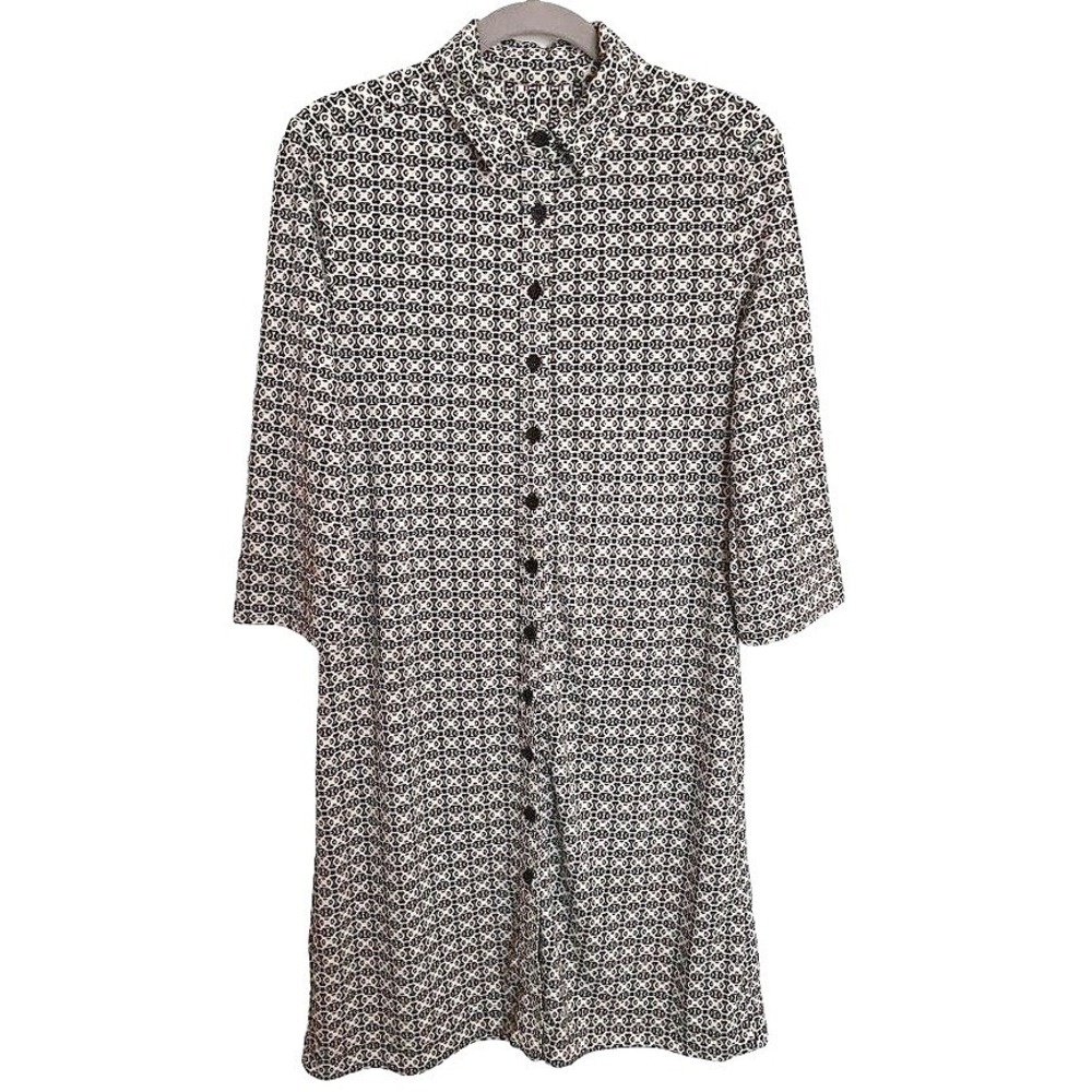 Express y2k Shirt Dress 10 quarter sleeve geo print button knee length